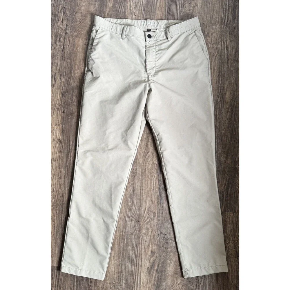 Banana Republic Mens Tan Performance Tech Trousers Pants 36x32 Slim Straight